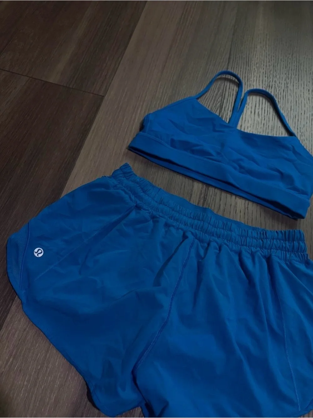 lululemon athletica Bright Blue Sports Bra and Running Shorts Set